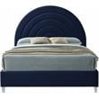 Bowery Hill Contemporary Navy Velvet Full Bed in Acrylic Finish