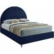Bowery Hill Contemporary Navy Velvet Full Bed in Acrylic Finish