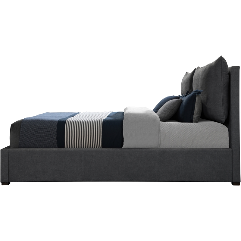 Bowery Hill Contemporary Pepper Black Durable Fabric Queen Bed