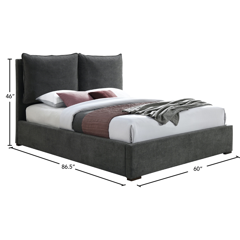 Bowery Hill Contemporary Pepper Black Durable Fabric Queen Bed