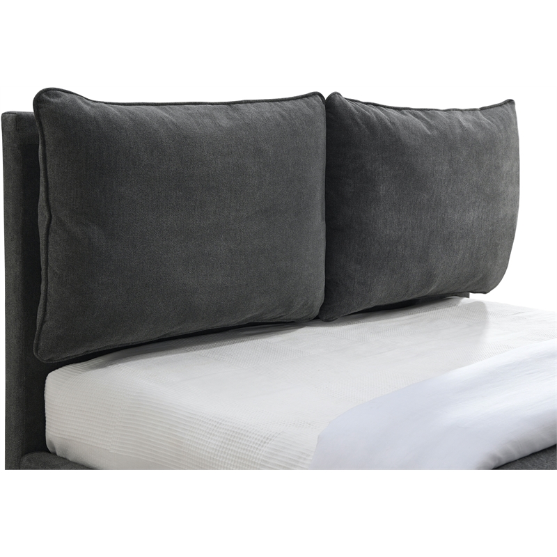 Bowery Hill Contemporary Pepper Black Durable Fabric Queen Bed