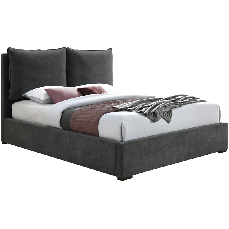 Bowery Hill Contemporary Pepper Black Durable Fabric Queen Bed