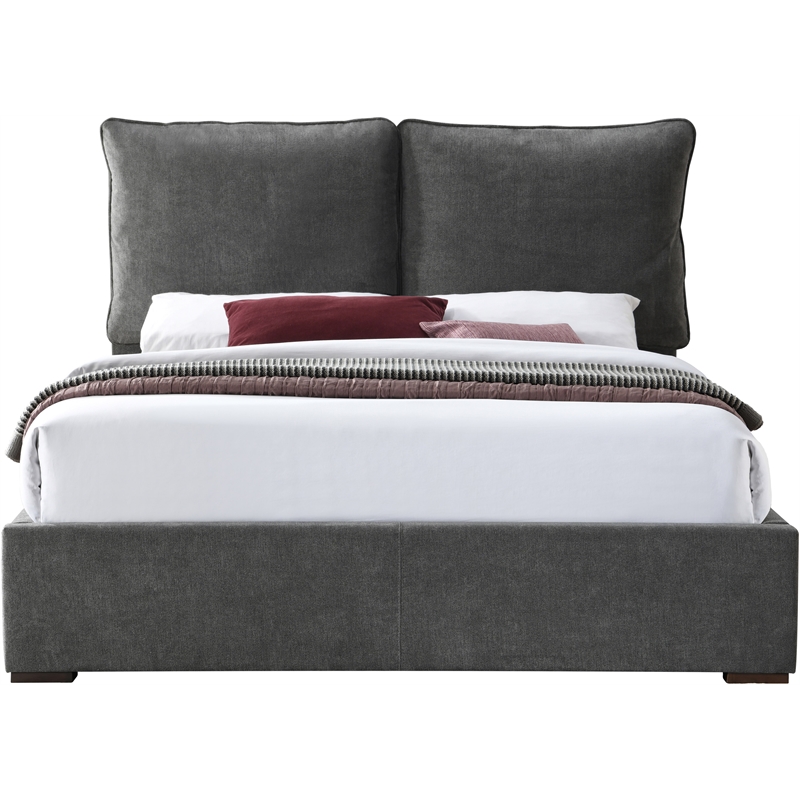 Bowery Hill Contemporary Pepper Black Durable Fabric Queen Bed