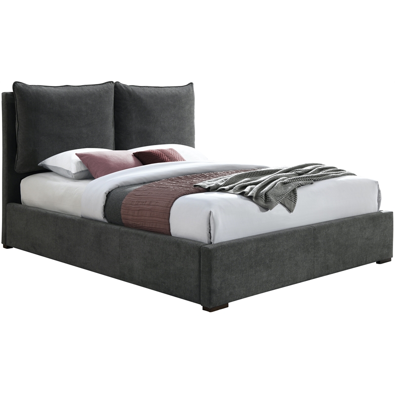 Bowery Hill Contemporary Pepper Black Durable Fabric Queen Bed
