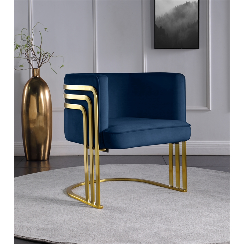 Bowery Hill Contemporary Navy Velvet Upholstered Accent Chair