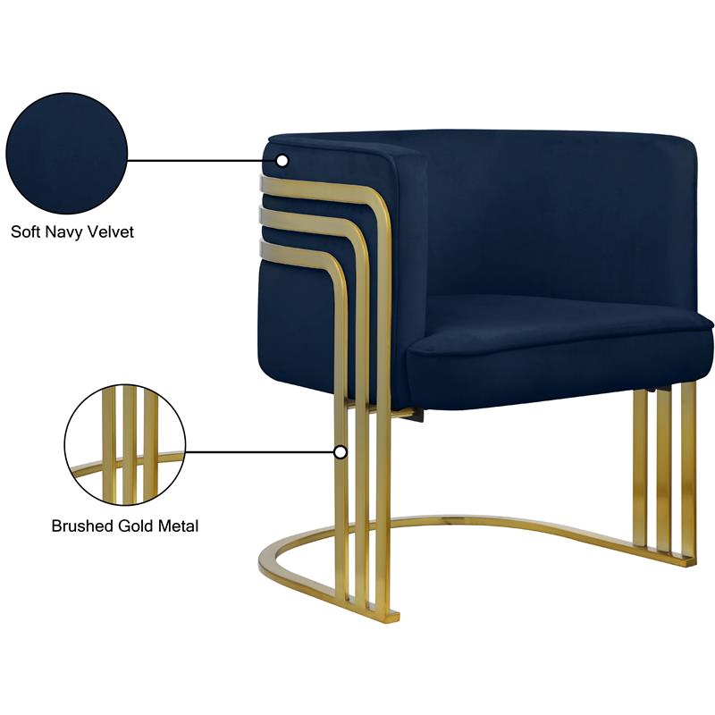 Bowery Hill Contemporary Navy Velvet Upholstered Accent Chair
