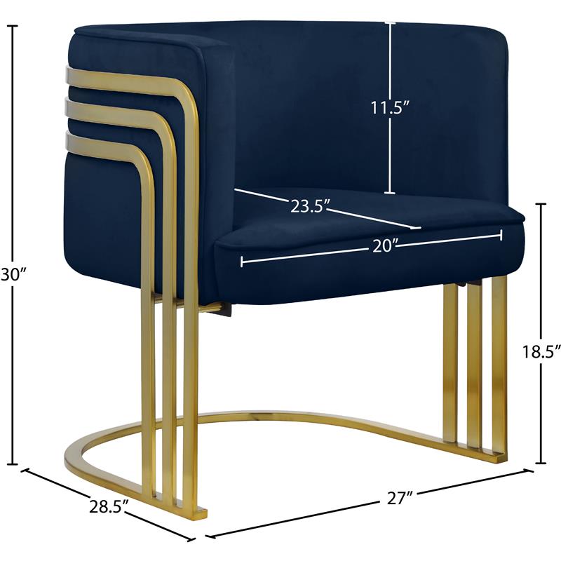 Bowery Hill Contemporary Navy Velvet Upholstered Accent Chair