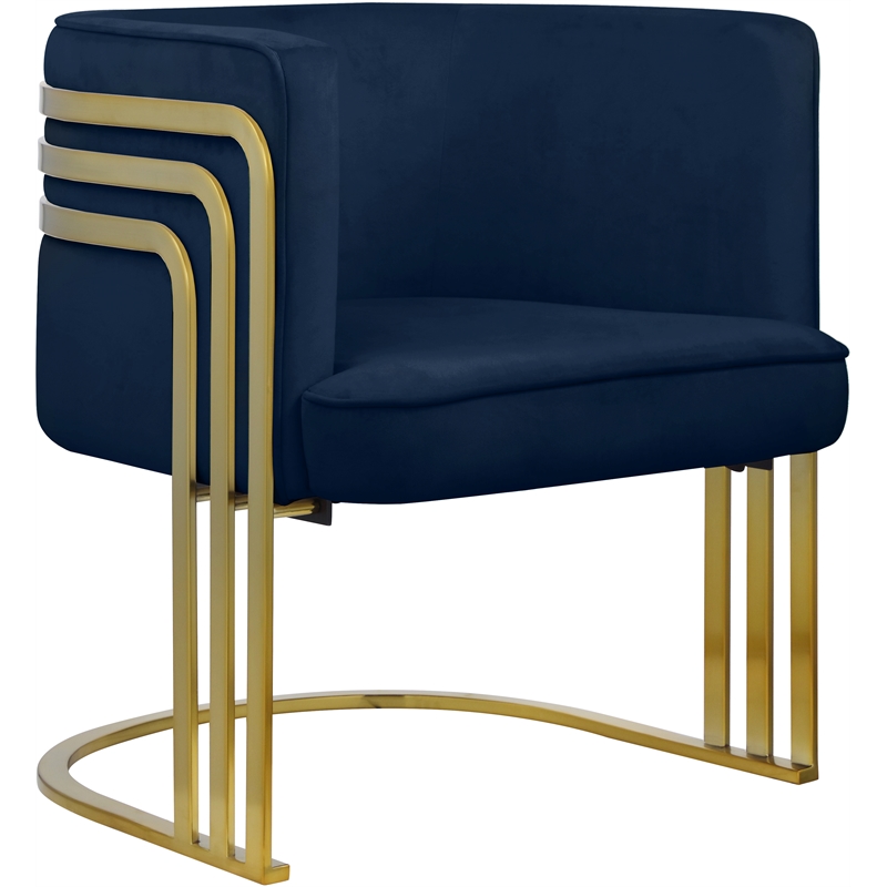Bowery Hill Contemporary Navy Velvet Upholstered Accent Chair