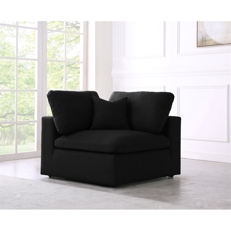 Bowery Hill Upholstered Black Linen Fabric Deluxe Modular Corner Chair