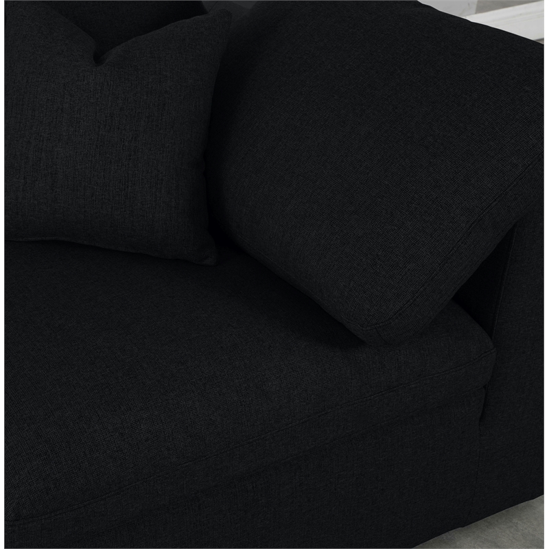 Bowery Hill Upholstered Black Linen Fabric Deluxe Modular Corner Chair