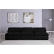 Bowery Hill Upholstered Black Linen Fabric Modular 3 Piece Armless Sofa