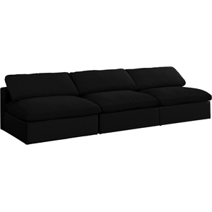 Bowery Hill Upholstered Black Linen Fabric Modular 3 Piece Armless Sofa