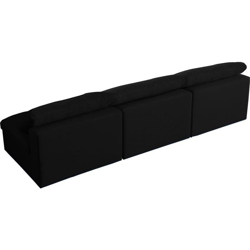 Bowery Hill Upholstered Black Linen Fabric Modular 3 Piece Armless Sofa