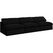 Bowery Hill Upholstered Black Linen Fabric Modular 3 Piece Armless Sofa