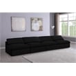 Bowery Hill Upholstered Black Linen Fabric Modular 4 Piece Armless Sofa