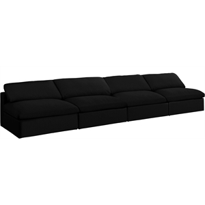 Bowery Hill Upholstered Black Linen Fabric Modular 4 Piece Armless Sofa