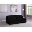 Bowery Hill Upholstered Black Linen Fabric Modular 2 Piece Armless Loveseat