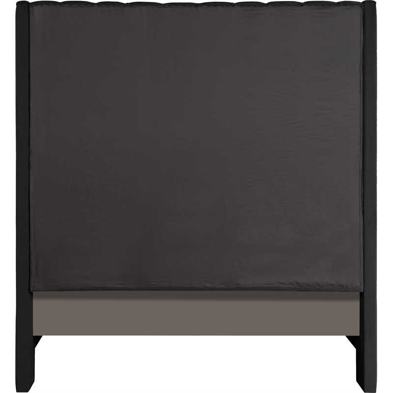 Bowery Hill Contemporary Soft Black Velvet Full Bed with Brass Nailheads