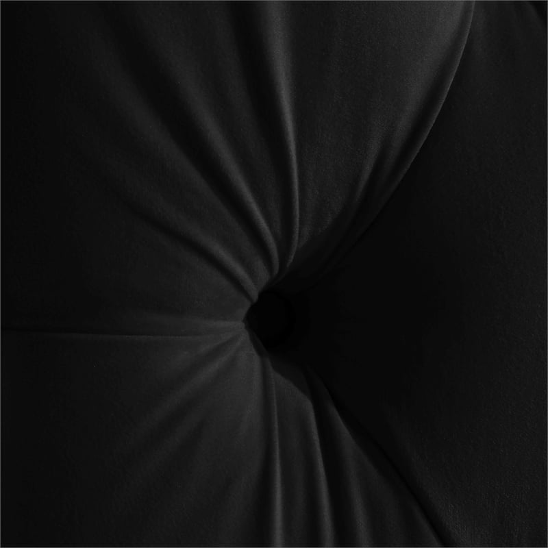 Bowery Hill Contemporary Soft Black Velvet Full Bed with Brass Nailheads