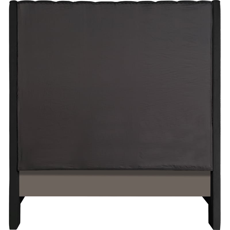 Bowery Hill Contemporary Soft Black Velvet King Bed with Brass Nailheads