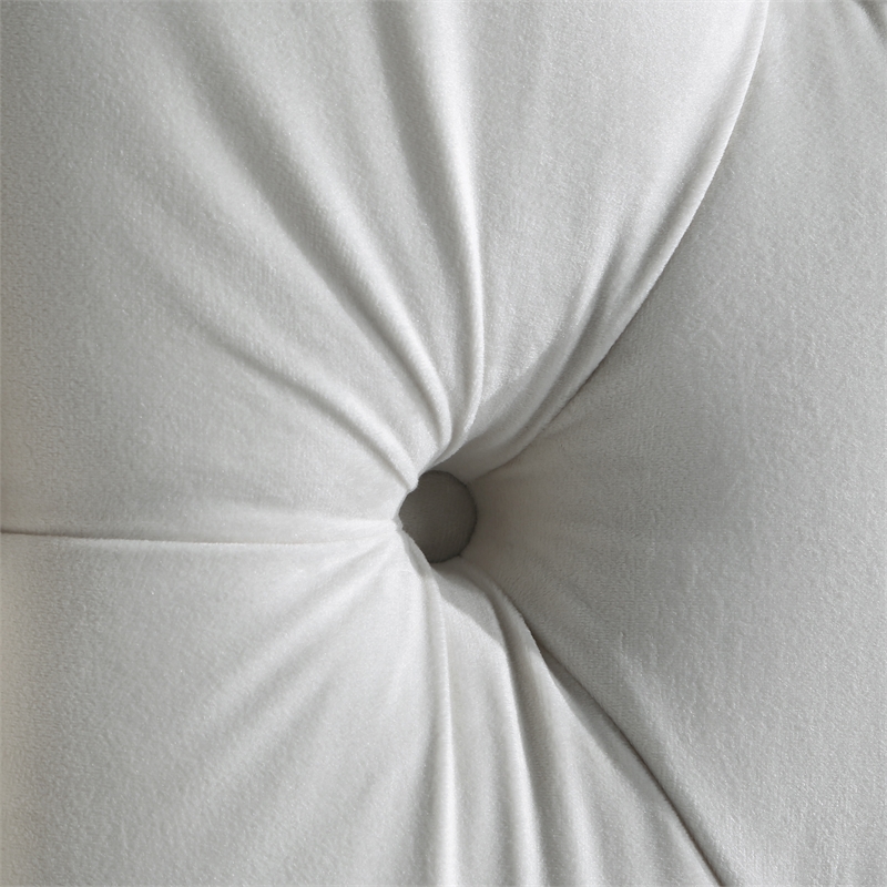 Bowery Hill Contemporary Soft Cream Velvet King Bed with Brass Nailheads