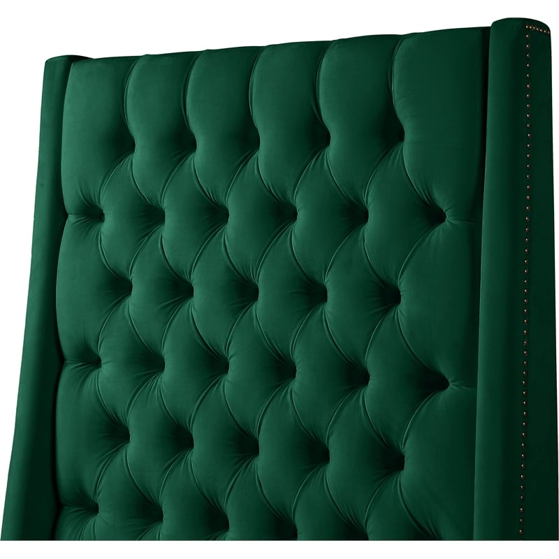 Bowery Hill Contemporary Soft Green Velvet Full Bed with Brass Nailheads