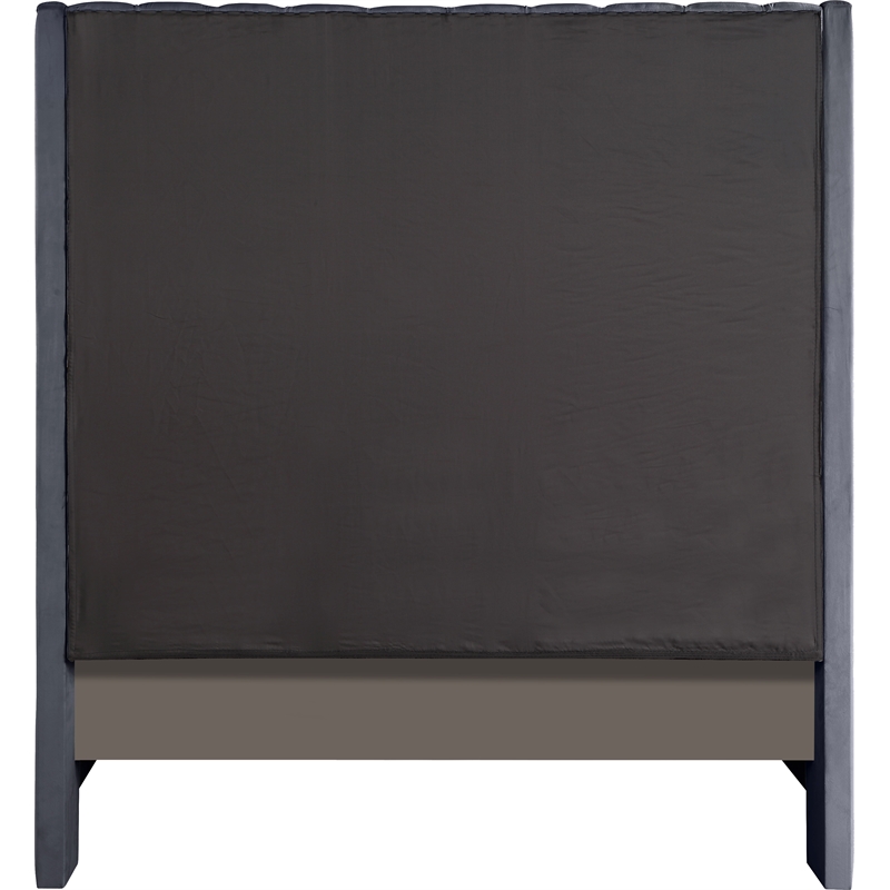 Bowery Hill Contemporary Soft Gray Velvet Full Bed with Brass Nailheads