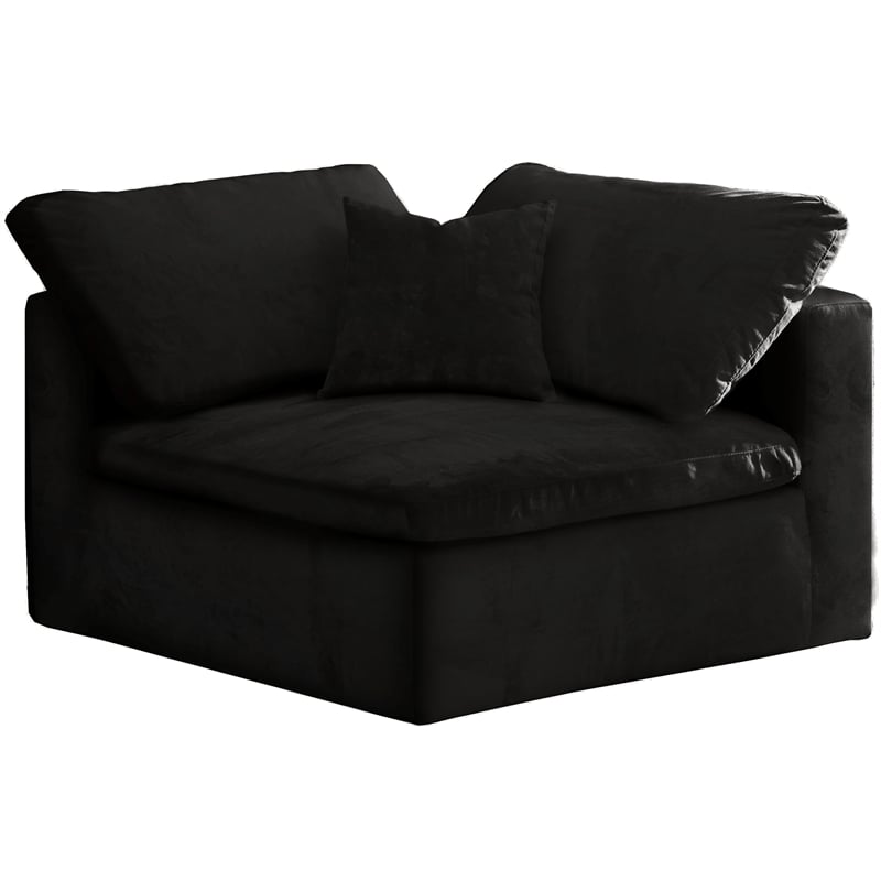 Bowery Hill Contemporary Soft Black Velvet Modular Corner Chair