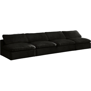 Bowery Hill Contemporary Black Velvet Modular 4 Piece Armless Sofa