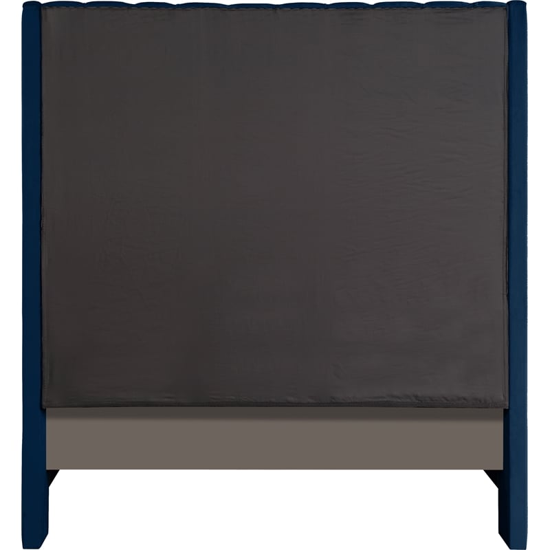 Bowery Hill Contemporary Soft Navy Velvet King Bed with Brass Nailheads