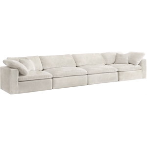 Bowery Hill Contemporary Soft Cream Velvet Modular 4 Piece Sofa