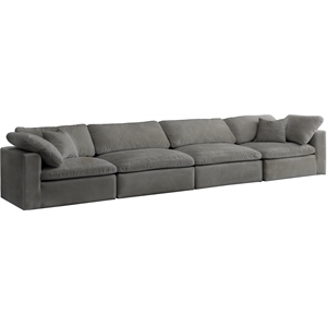 Bowery Hill Contemporary Soft Gray Velvet Modular 4 Piece Sofa