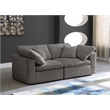 Bowery Hill Contemporary Gray Velvet Modular 2 Piece Loveseat
