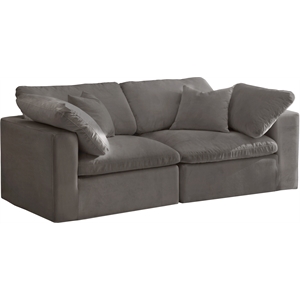 Bowery Hill Contemporary Gray Velvet Modular 2 Piece Loveseat