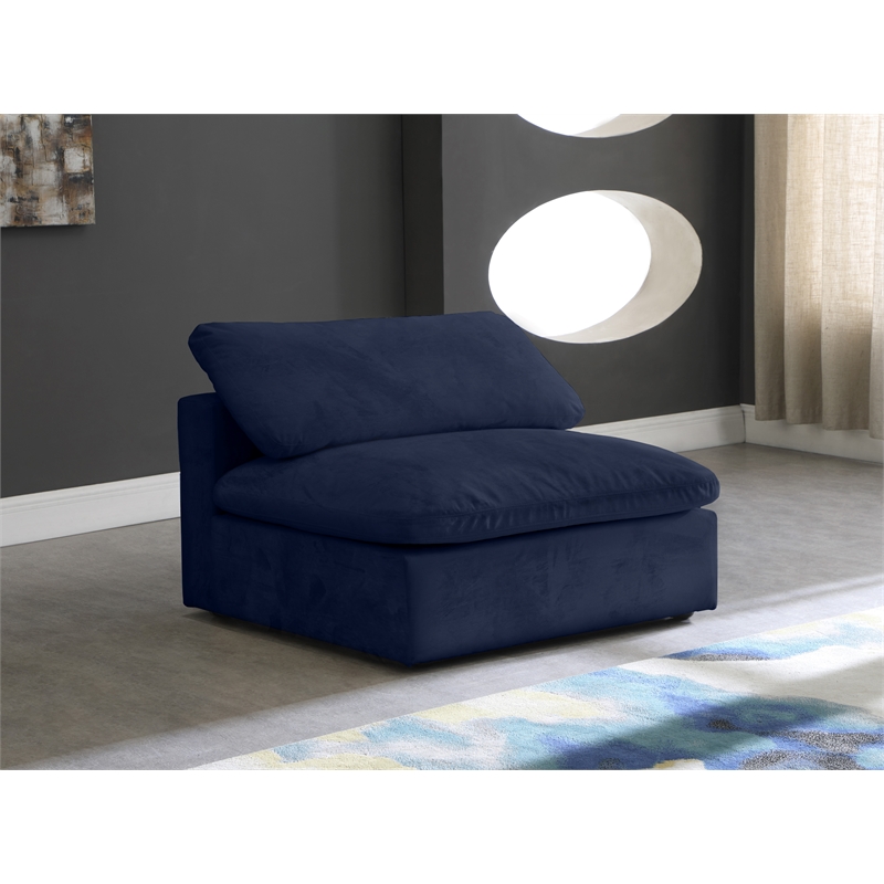 Bowery Hill Contemporary Soft Navy Velvet Modular Armless Chair