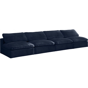 Bowery Hill Contemporary Navy Velvet Modular 4 Piece Armless Sofa