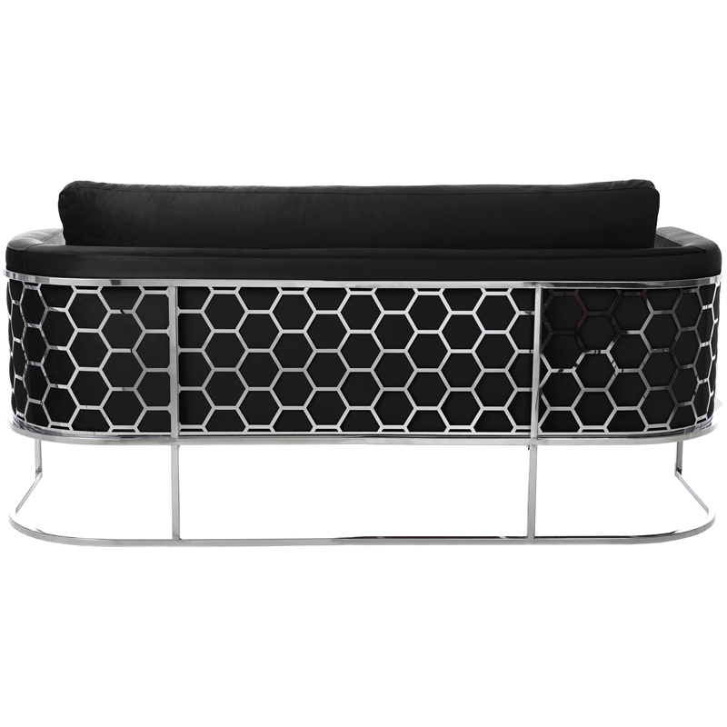 Bowery Hill Contemporary Soft Black Velvet Upholstereded Sofa