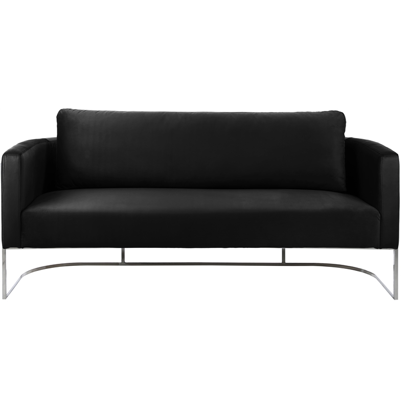 Bowery Hill Contemporary Soft Black Velvet Upholstereded Sofa