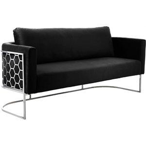 Bowery Hill Contemporary Soft Black Velvet Upholstereded Sofa