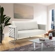 Bowery Hill Contemporary Soft Cream Velvet Upholstereded Sofa
