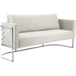 Bowery Hill Contemporary Soft Cream Velvet Upholstereded Sofa