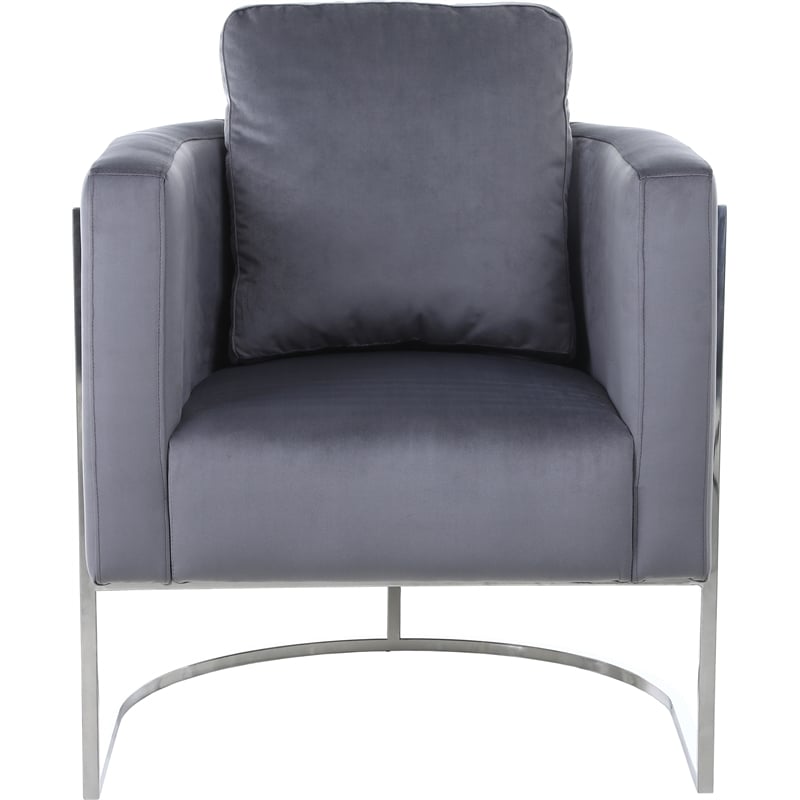 Bowery Hill Contemporary Soft Gray Velvet Upholstereded Chair