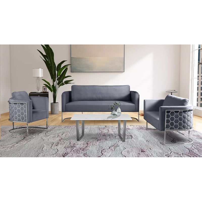 Bowery Hill Contemporary Soft Gray Velvet Upholstereded Chair