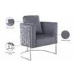 Bowery Hill Contemporary Soft Gray Velvet Upholstereded Chair