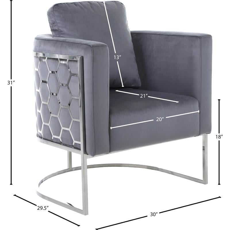 Bowery Hill Contemporary Soft Gray Velvet Upholstereded Chair