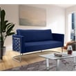 Bowery Hill Contemporary Soft Navy Velvet Upholstereded Sofa
