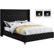 Bowery Hill Contemporary Deep Button Tufted Rich Black Velvet Full Bed