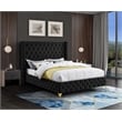 Bowery Hill Contemporary Deep Button Tufted Rich Black Velvet Full Bed