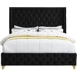 Bowery Hill Contemporary Deep Button Tufted Rich Black Velvet Full Bed