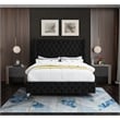 Bowery Hill Contemporary Deep Button Tufted Rich Black Velvet Full Bed